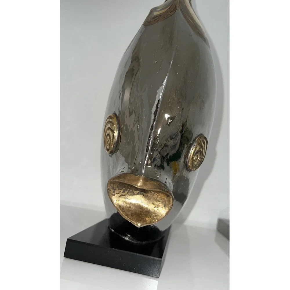 (20)P. GRANCHI VINTAGE LARGE ITALIAN ART DECO CERAMIC FISH GOLD COLOR RARE